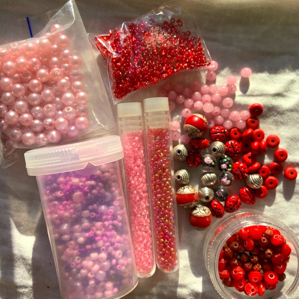 5$ ADD ON 🍒Beads & pearls, pink theme🍒